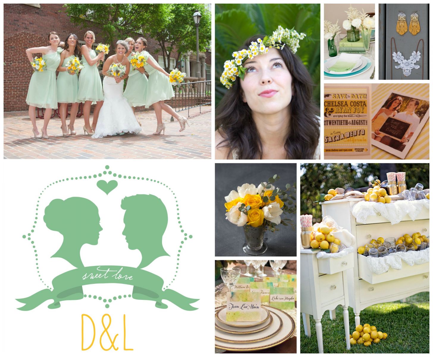 Wedding Color Schemes Mint and Yellow