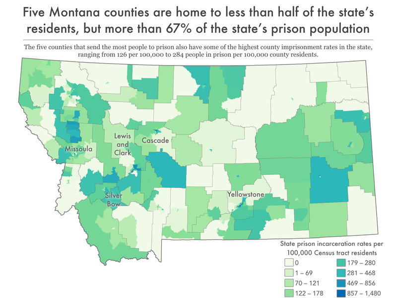 Five Montana counties are home to less than half of the... Prison