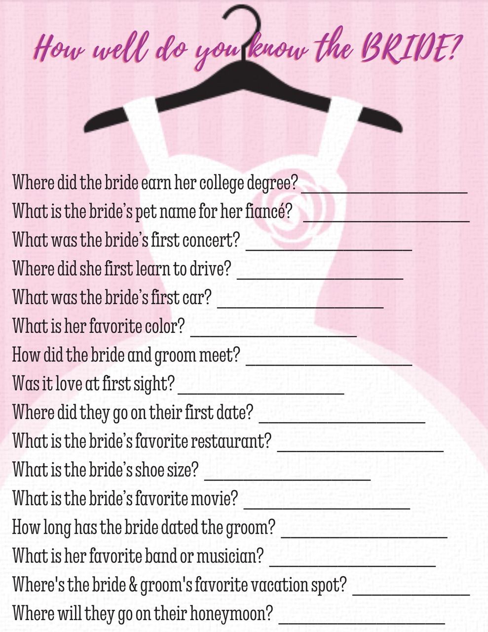 How Well Do You Know the BridetoBe? Party Ideas Punchbowl