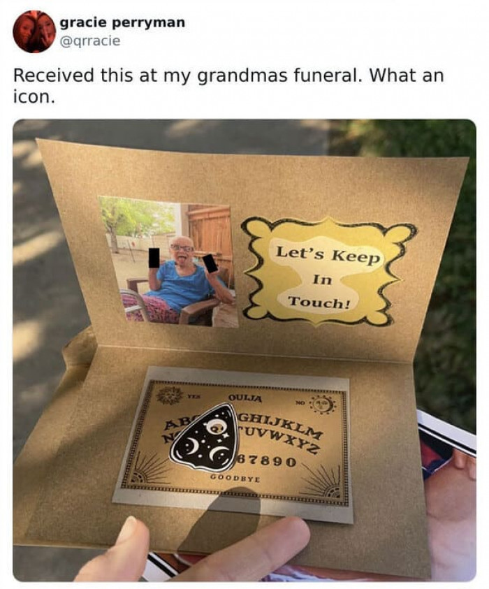 Late Grandma Brings Out The Fun In "Funeral" By Gifting A Unique Ouija