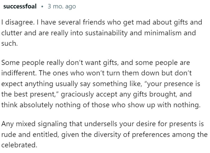 Redditor Takes 'No Need for Presents' Statement Literally, Goes To Baby