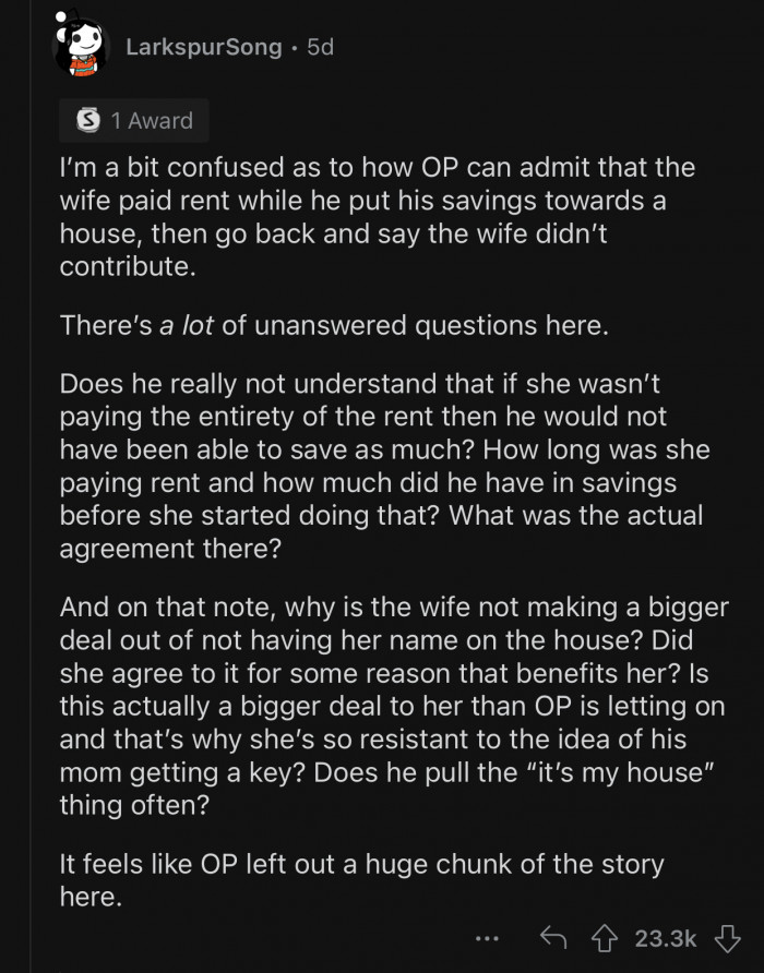 Redditor's Wife Upset After He Gave A Copy Of The Key To Their New