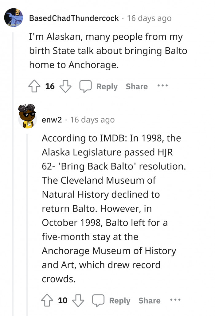 Redditor Posts Fascinating Facts About A Hero Dog Named "Balto" And The