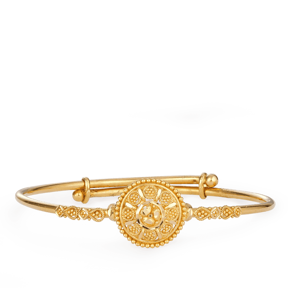 Adjustable 22k Gold Filigree Bangle for baby Girl PureJewels