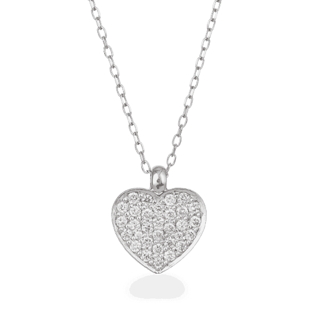 Ladies Diamond Necklace White Gold Heart Necklace