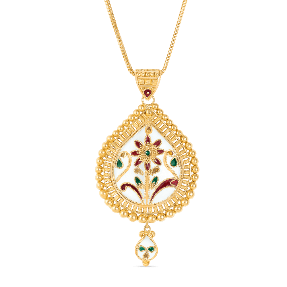 22ct Gold Pendant with Meenakari PureJewels UK