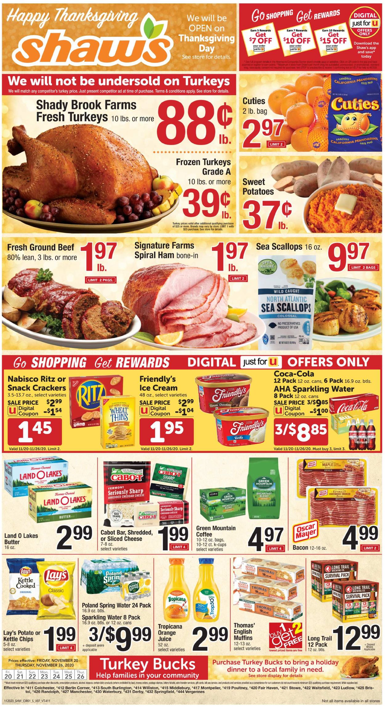 Shaw’s Holiday 2020 Ad Circular 11/20 11/26/2020 Rabato