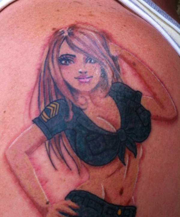 Pinup Alone Army tattoo