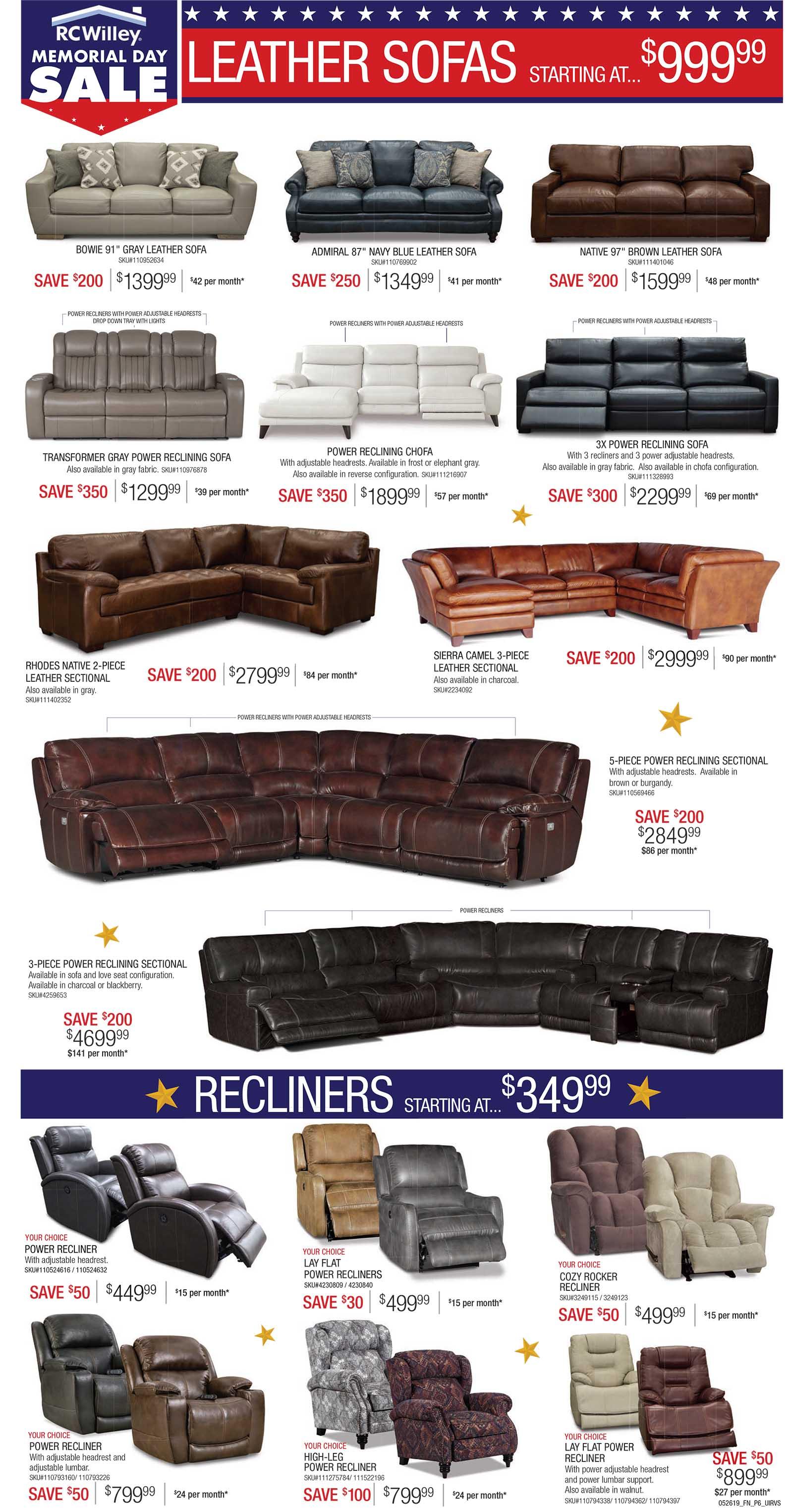 Memorial Day Home Furnishings Sale & DOORBUSTERS at RC Willey!