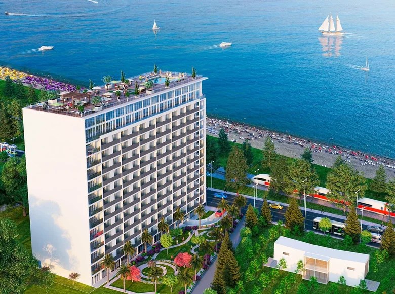 1 room studio apartment with balcony, with sea view, with mountain view