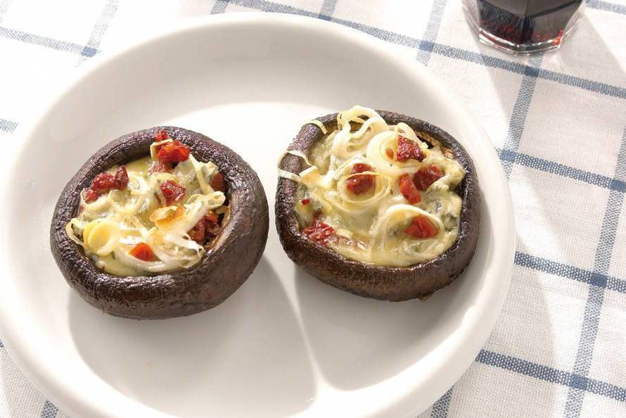 Portobello con queso de arándanos y puerro Receta Hoy