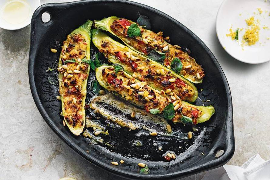 Stuffed courgettes with pine spice salsa from yotam ottolenghi Recipe