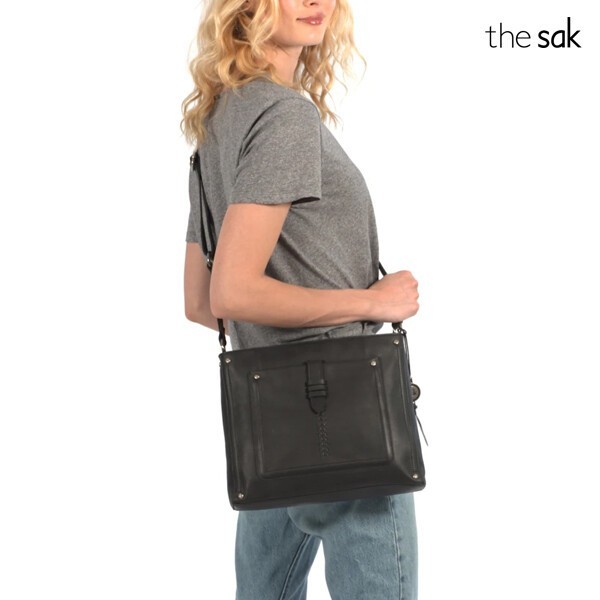 리씽크 The Sak 더 삭 Heritage Leather Crossbody Black Silver 크로스백