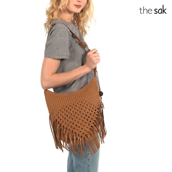 리씽크 The Sak 더 삭 Filmore Leather Macrame Hobo Tobacco Macrame 호보백