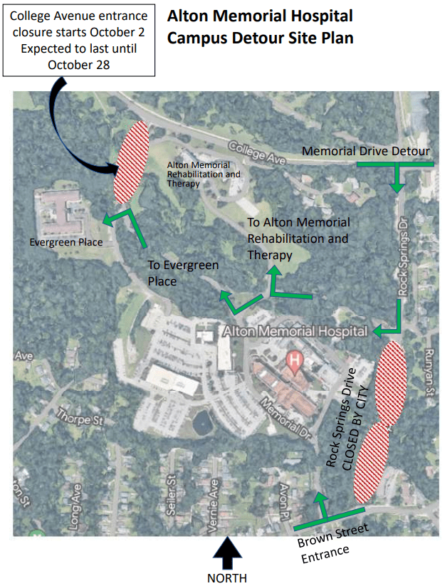 Alton Memorial Hospital's College Avenue Entrance Closed for Most of