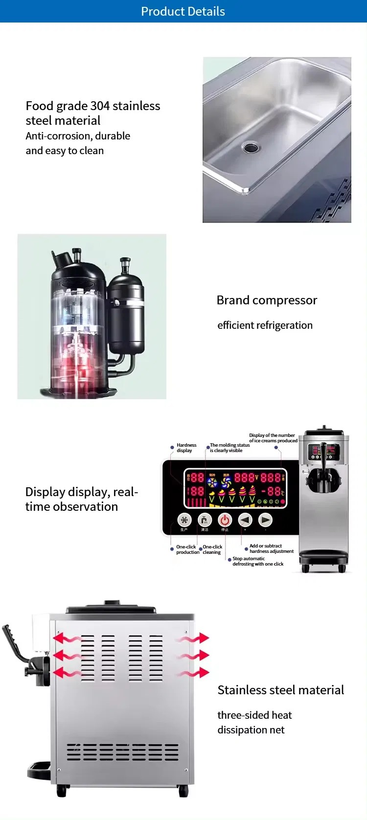 Hot Sale Soft Serve Ice Cream Machine Commercial Tabletop Ice Cream