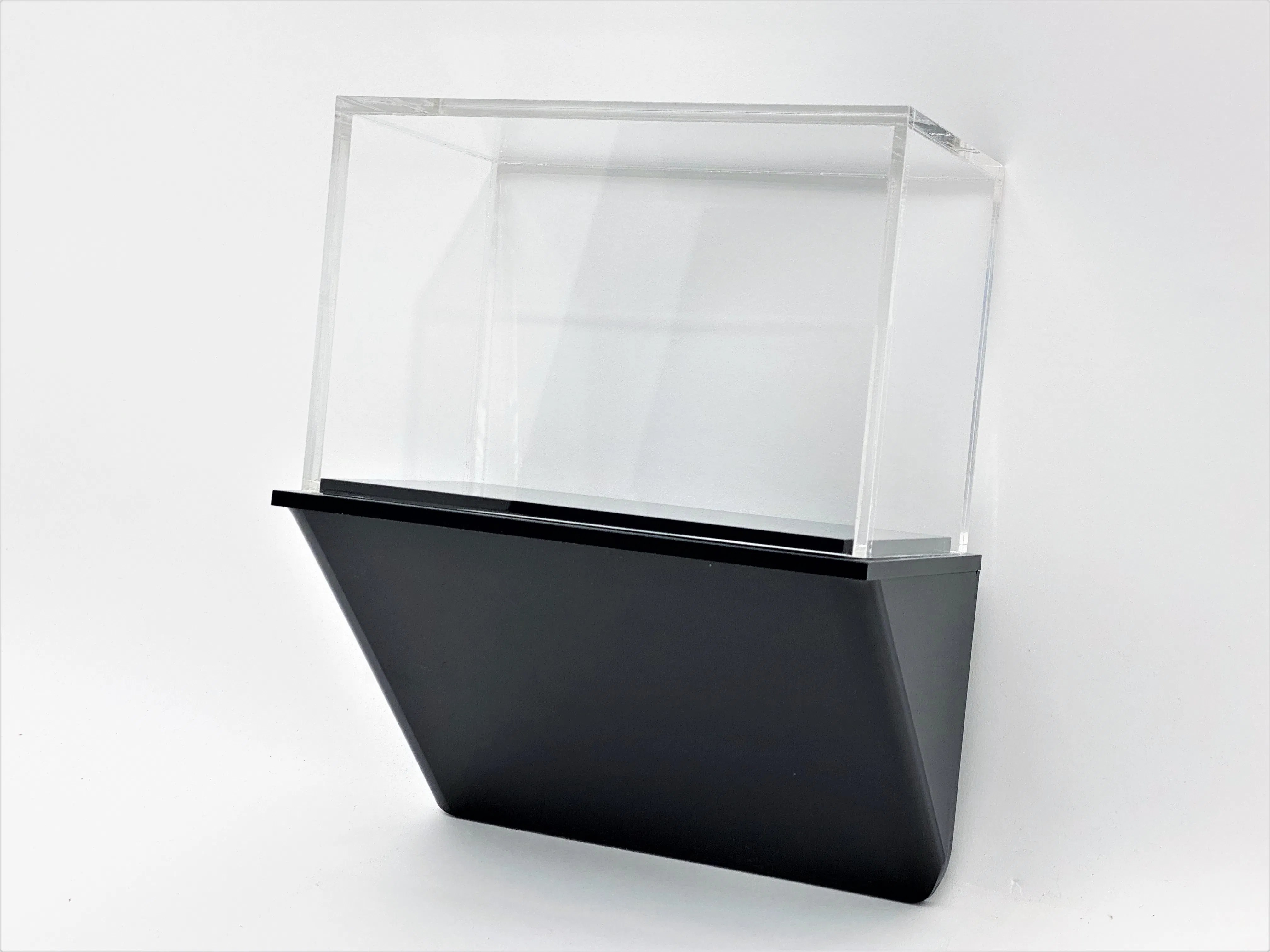Clear Acrylic Display Case With Wall Mounted Black Acrylic Base