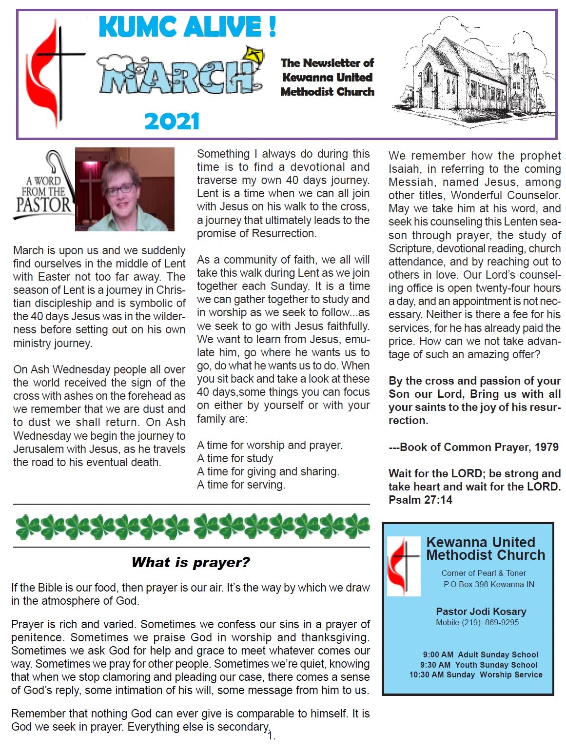 March Newsletter 2021 Kewanna United Methodist Church