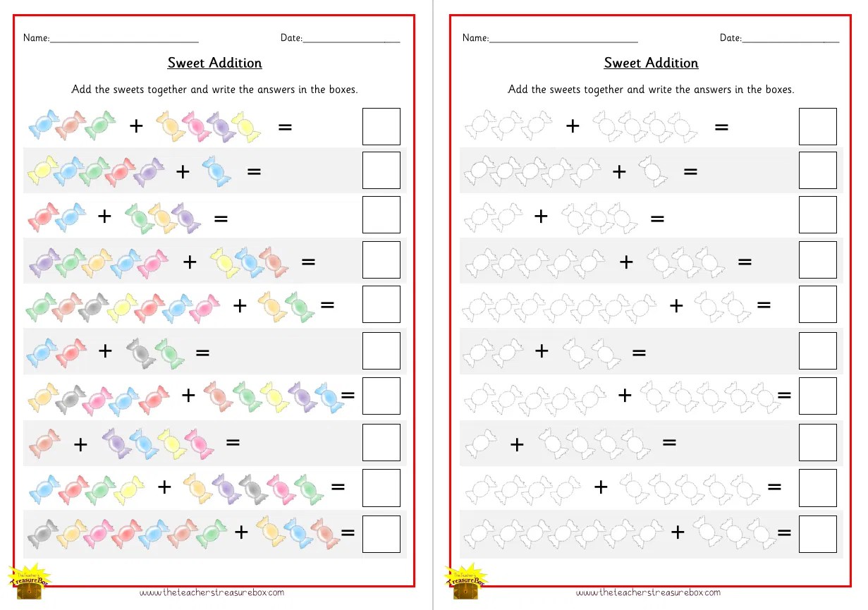 Sweets Addition Worksheet 010