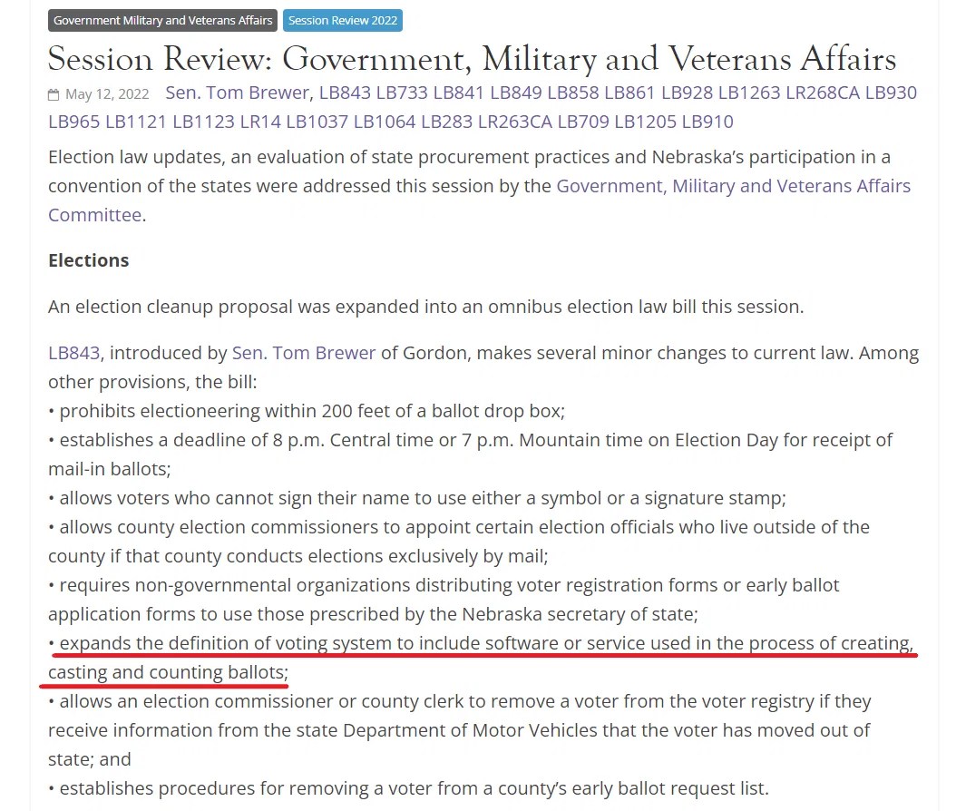 Why did our Nebraska Legislature redefine "voting system" in our