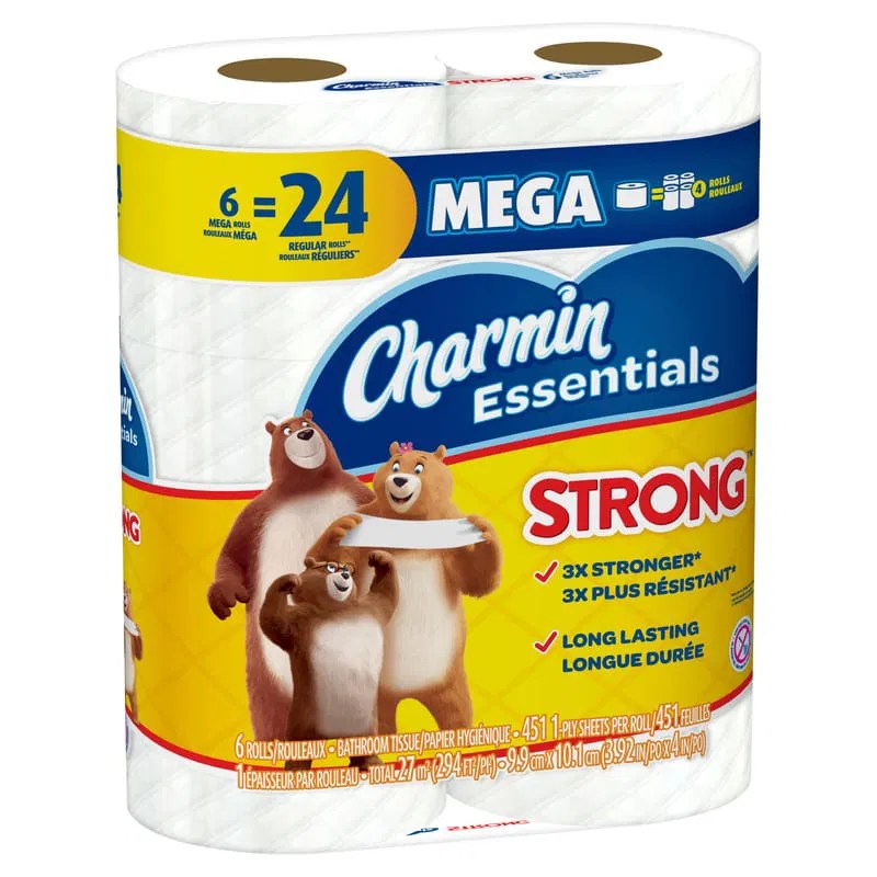 Charmin Essentials Mega Roll Bath Tissue, 6 ct Ready, Set, Coupon