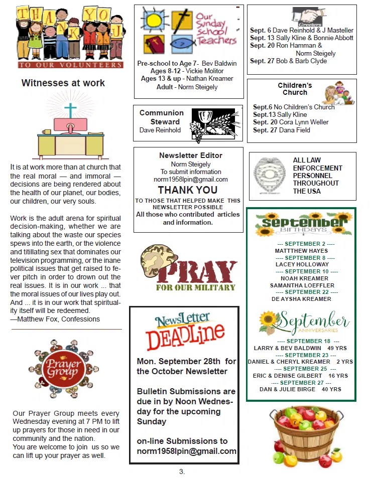 September Newsletter 2020 Kewanna United Methodist Church