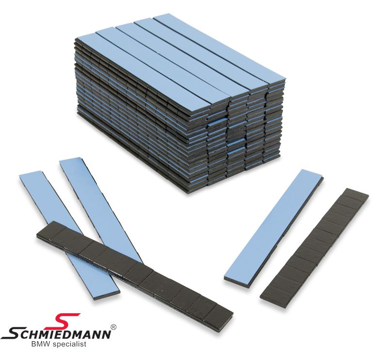 Wheel balance weights black colored 5G 100pcs box, in lenghts of 60G