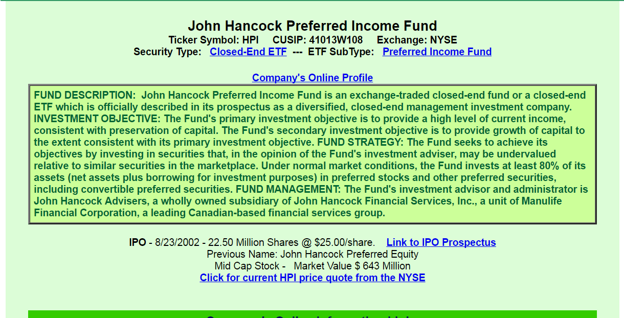 John Hancock Preferred Fund A Good Or Bad Investment? (NYSEHPI