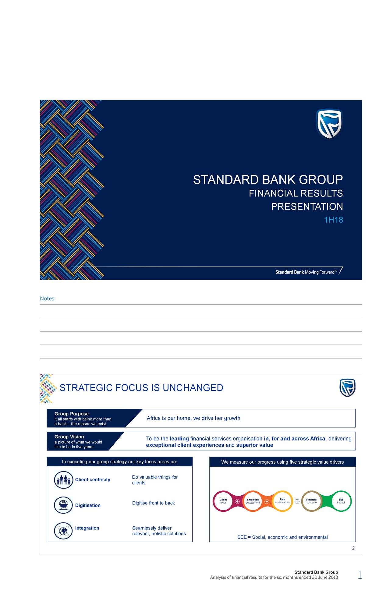 Standard Bank Group Ltd. ADR 2018 Q2 Results Earnings Call Slides