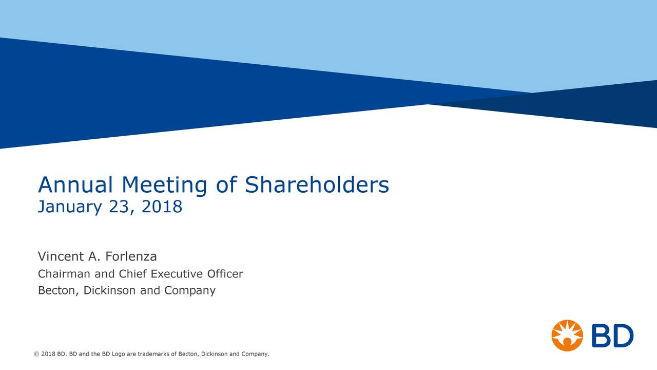 Becton, Dickinson (BDX) Investor Presentation Slideshow (NYSEBDX