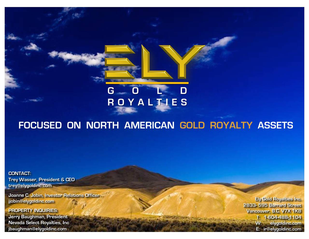 Ely Gold Royalties (ELYGF) Investor Presentation Slideshow (OTCMKTS