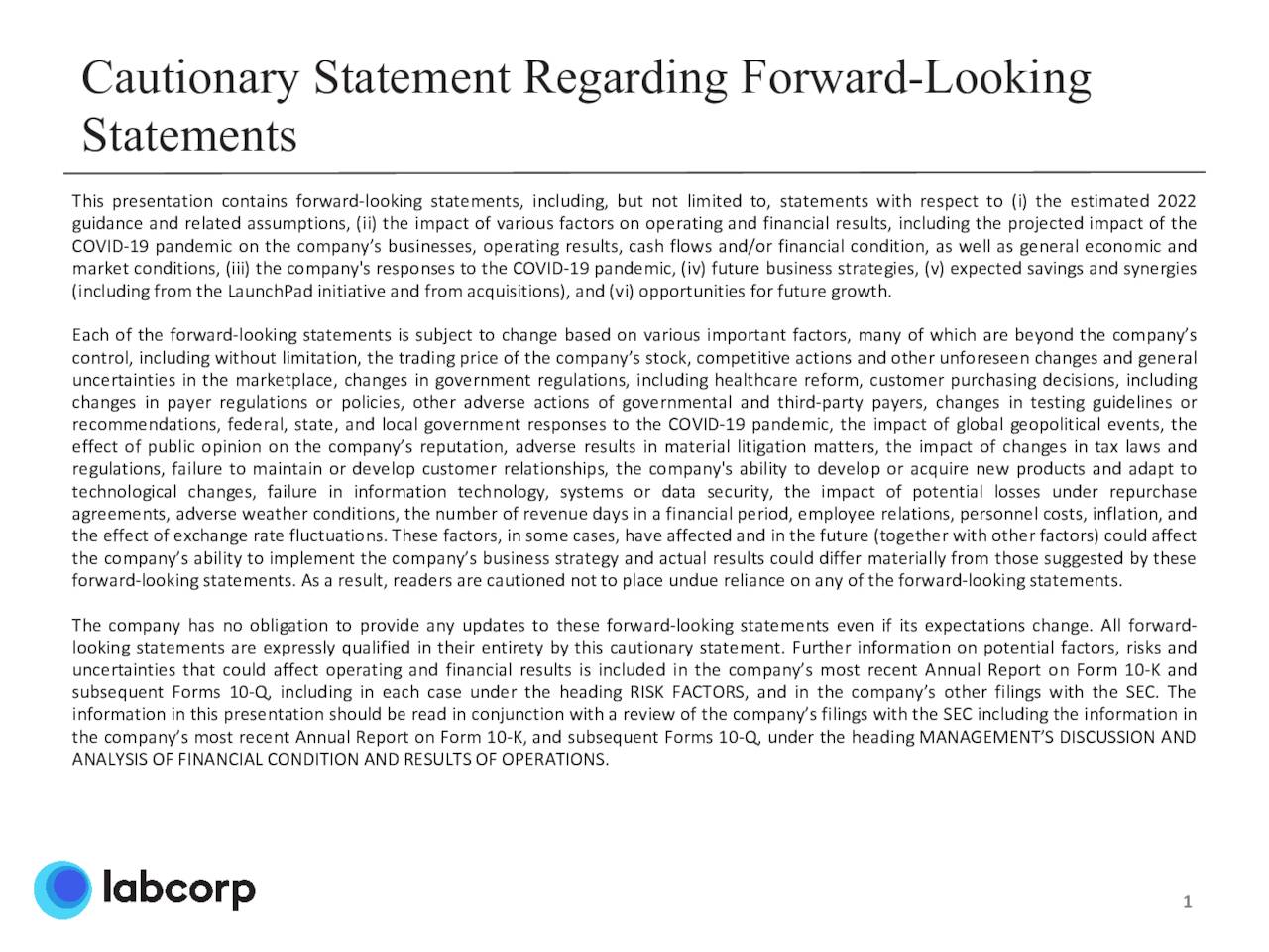 Laboratory Corporation of America Holdings 2022 Q1 Results Earnings