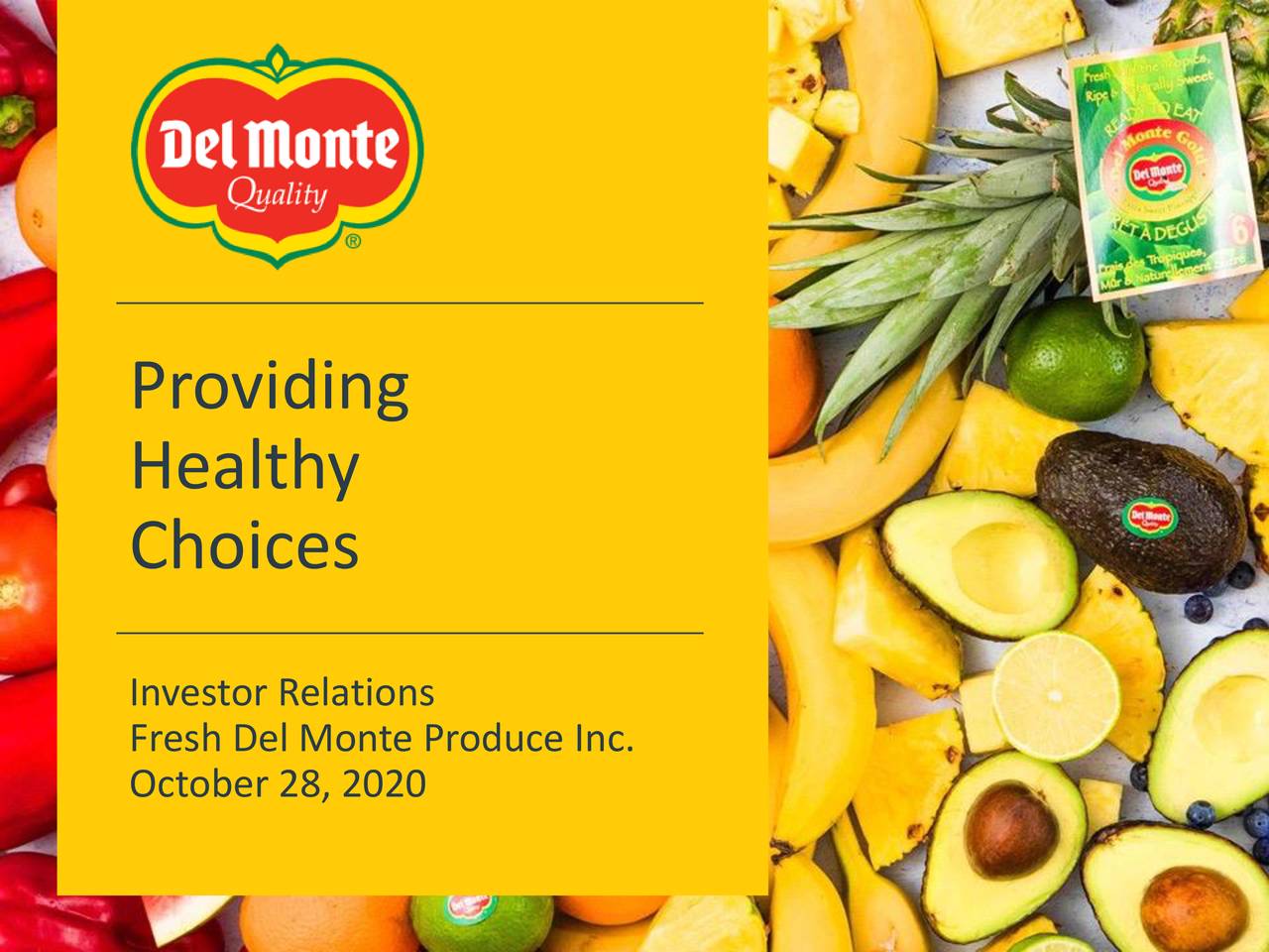 Fresh Del Monte Produce Inc. 2020 Q3 Results Earnings Call