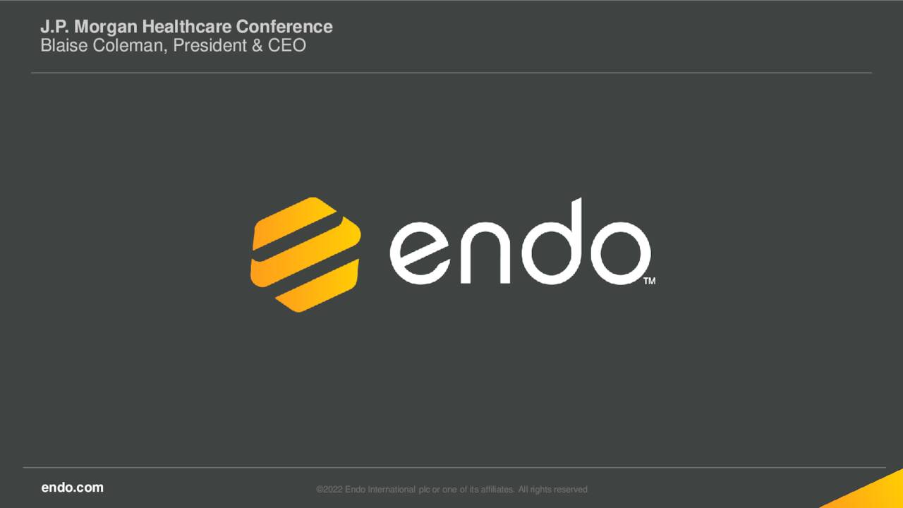 Endo International (ENDP) Presents At 40th Annual J.P. Virtual