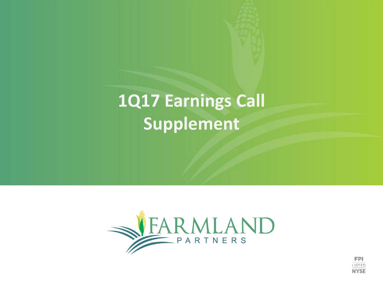 Farmland Partners Inc 2017 Q1 Results Earnings Call Slides (NYSE