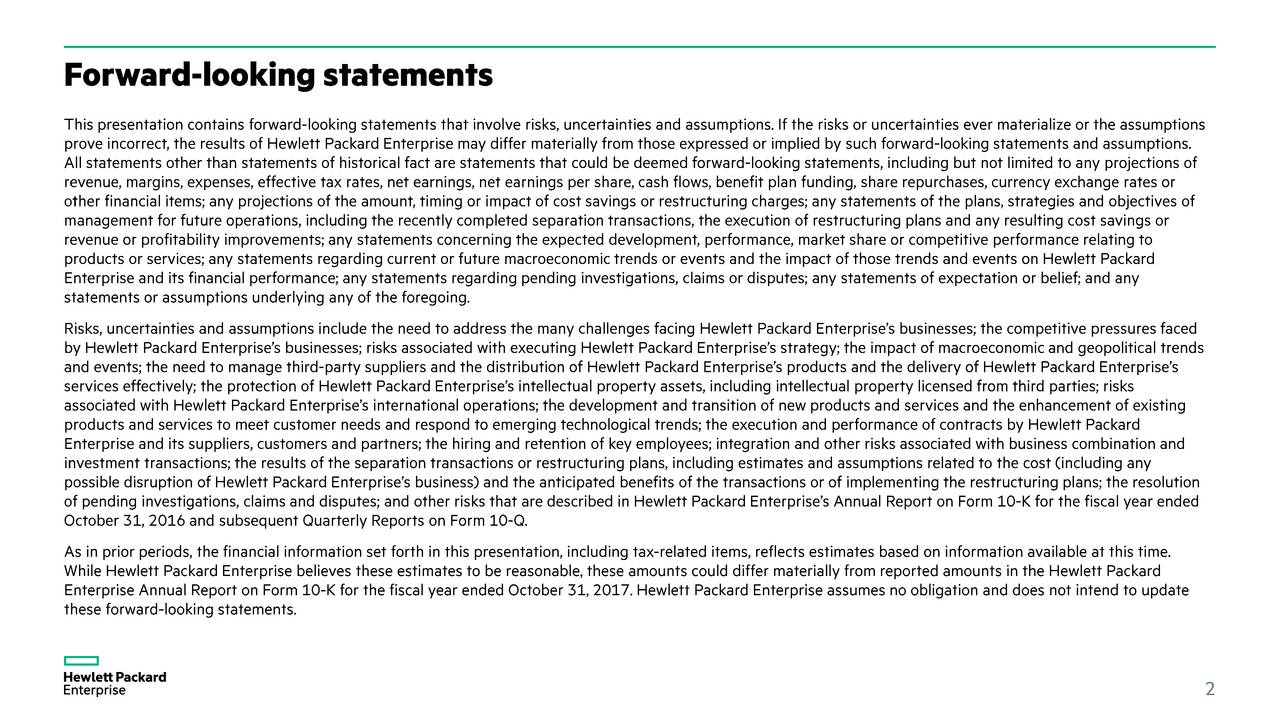 Hewlett Packard Enterprise 2017 Q4 Results Earnings Call Slides