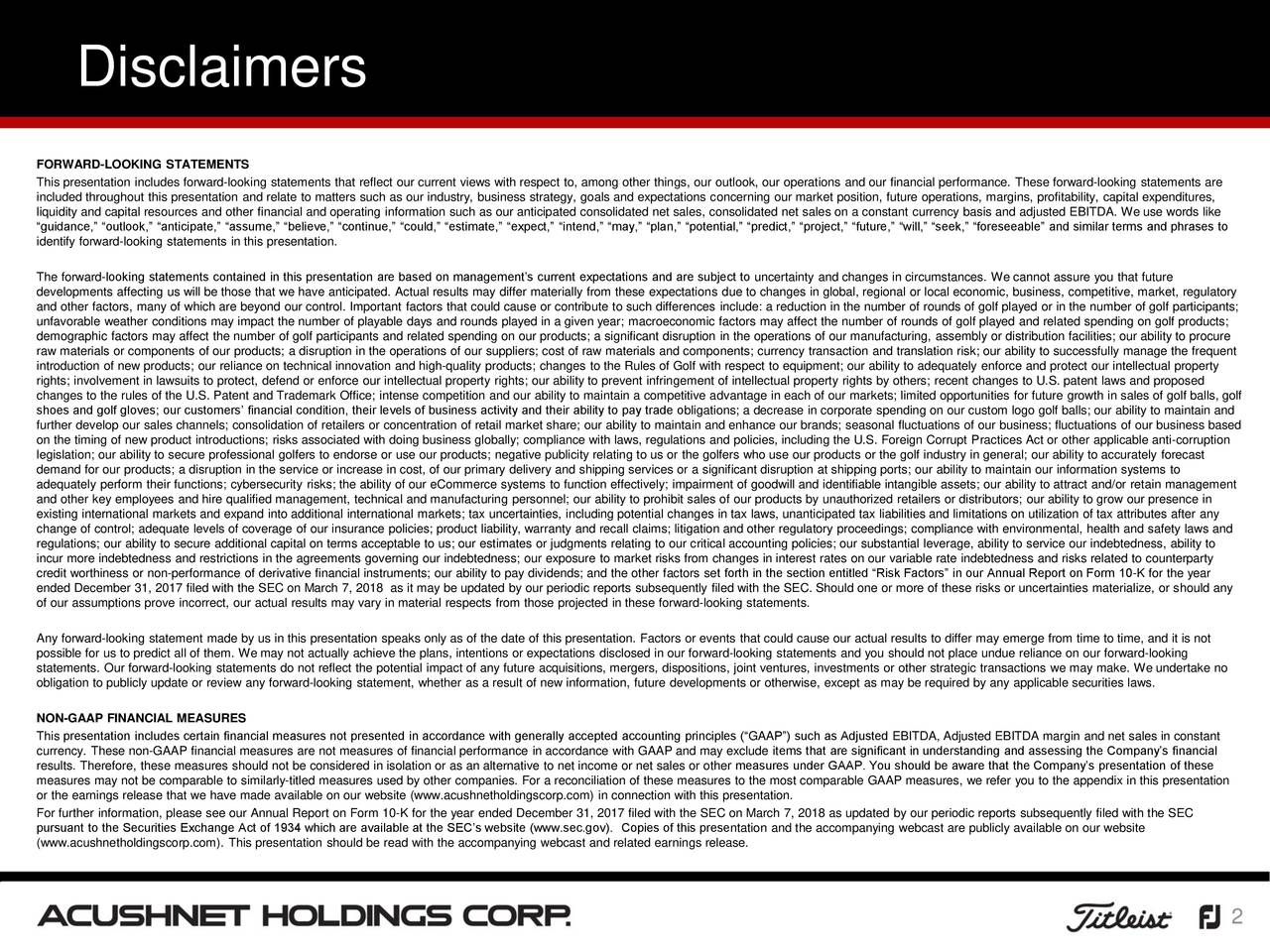 Holdings 2018 Q3 Results Earnings Call Slides (NYSEGOLF