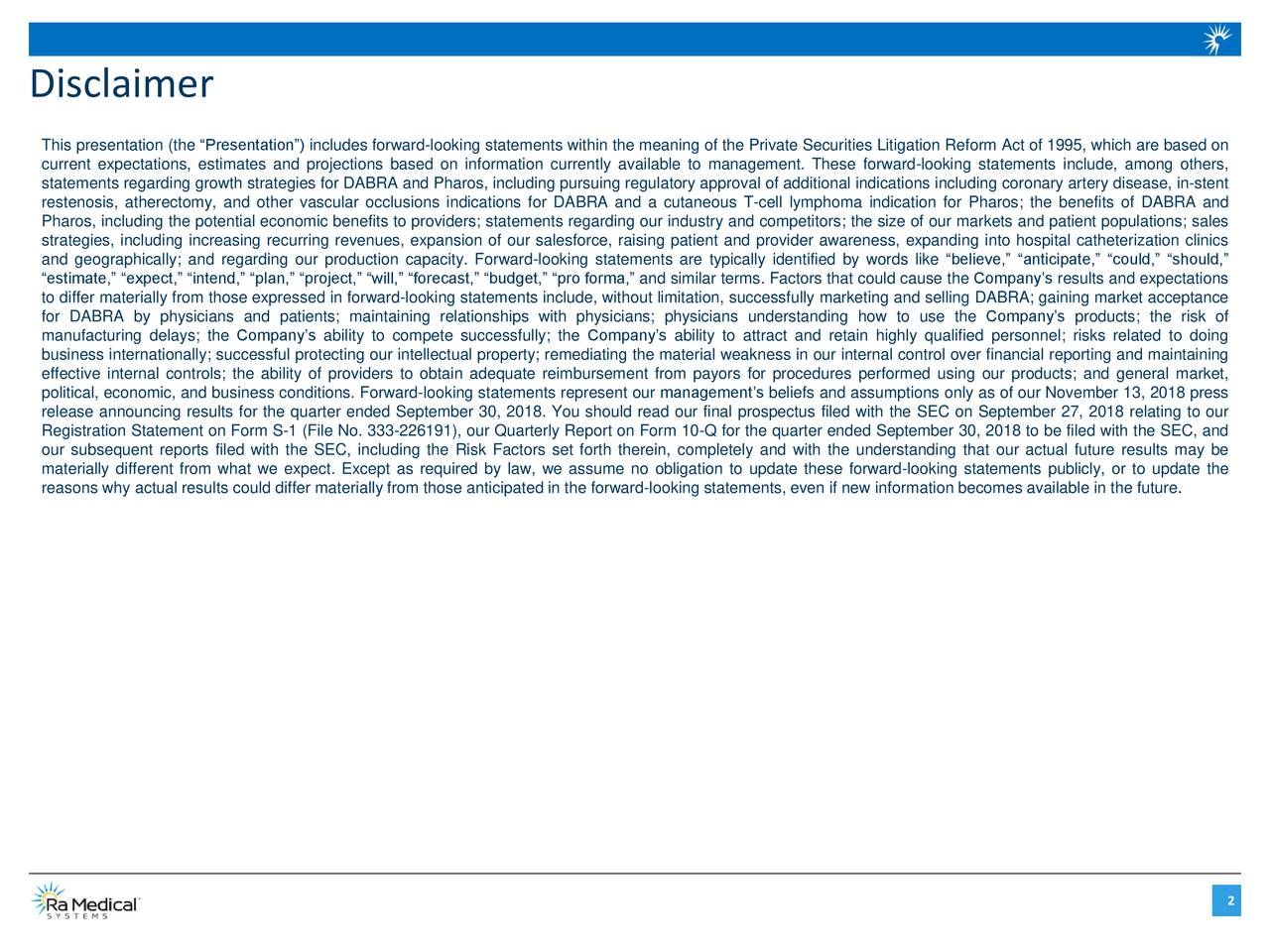 Ra Medical Systems (RMED) Investor Presentation Slideshow (NYSEVTAK