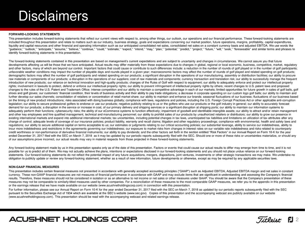 Holdings 2018 Q1 Results Earnings Call Slides (NYSEGOLF