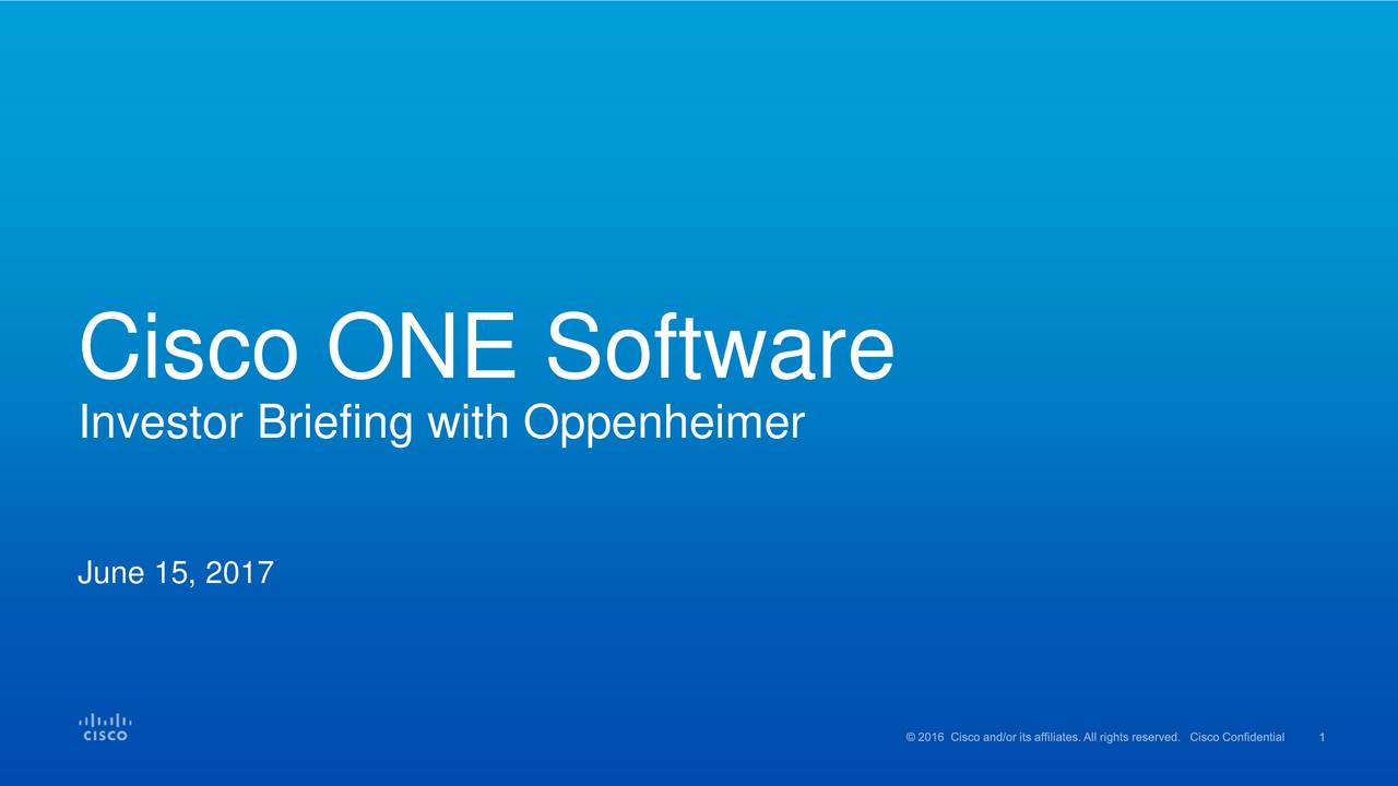 Cisco Systems (CSCO) Updates on Cisco ONE Software - Slideshow - Cisco