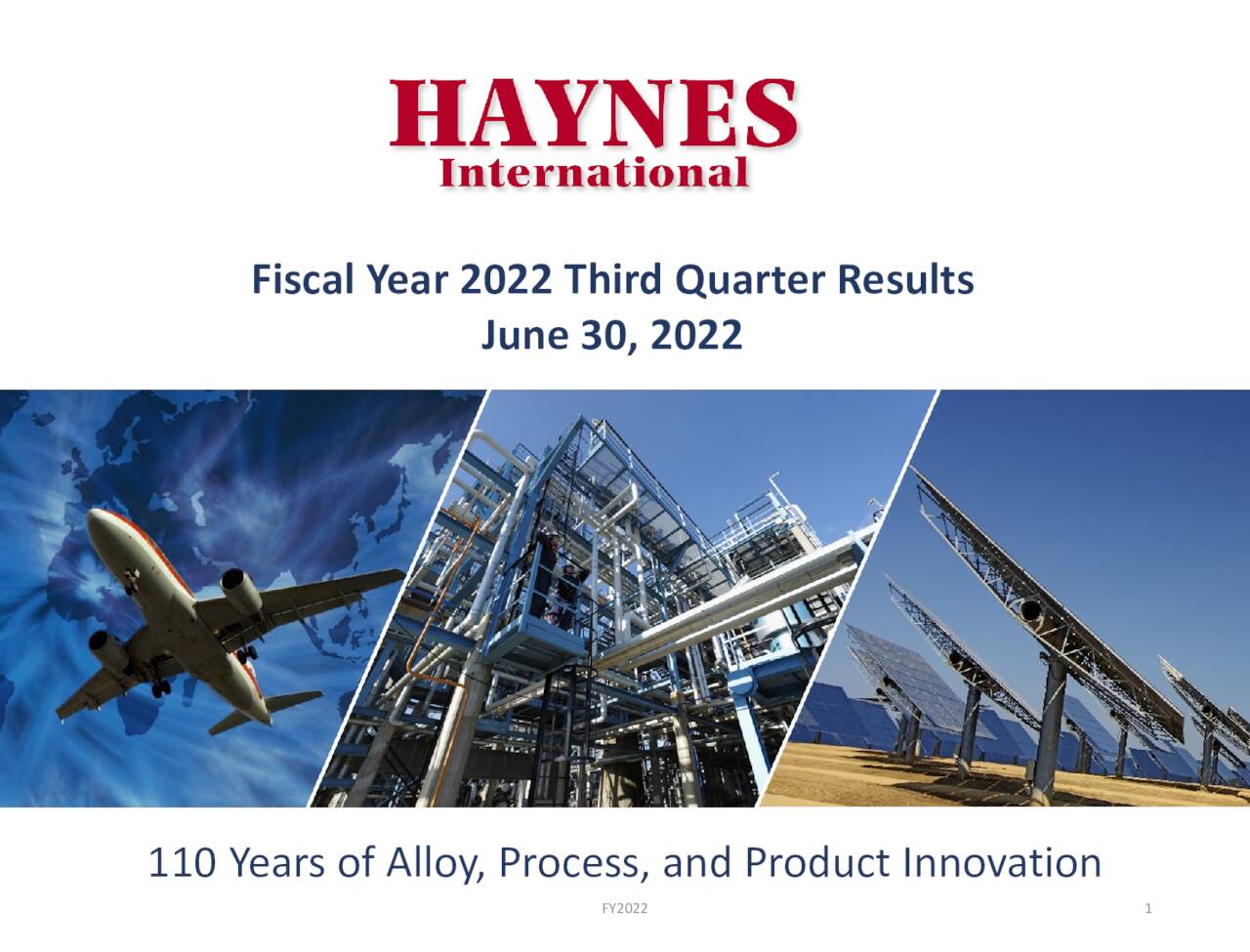Haynes International, Inc. 2022 Q3 Results Earnings Call