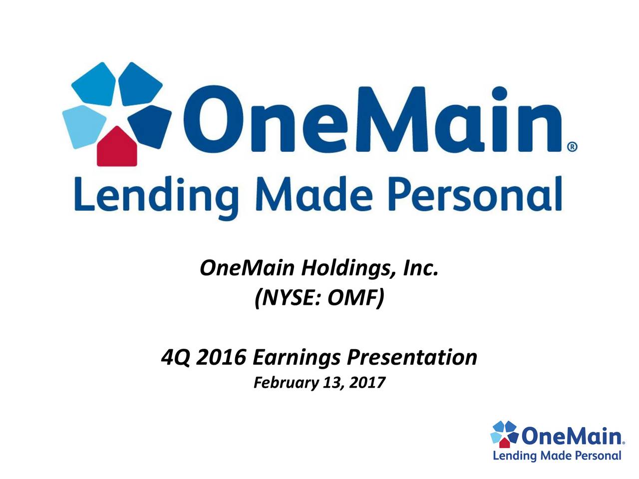 OneMain Holdings, Inc. 2016 Q4 Results Earnings Call Slides (NYSE