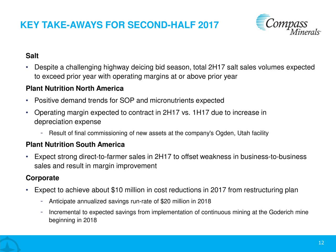 Compass Minerals International, Inc. 2017 Q2 Results Earnings Call
