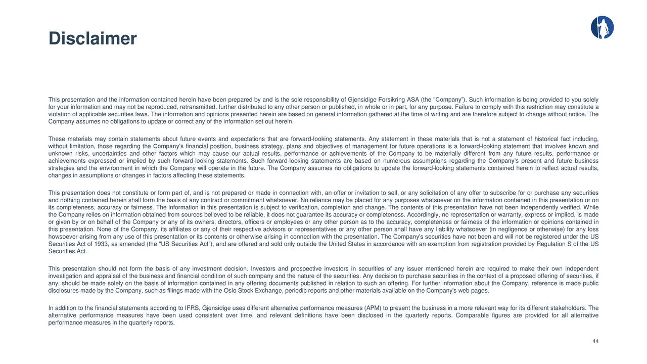 Gjensidige Forsikring Asa ADR 2018 Q1 Results Earnings Call Slides
