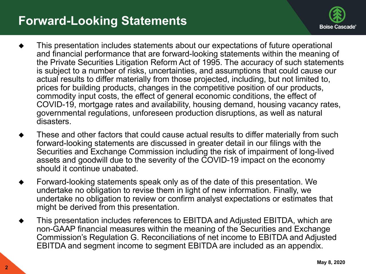 Boise Cascade Company 2020 Q1 Results Earnings Call Presentation