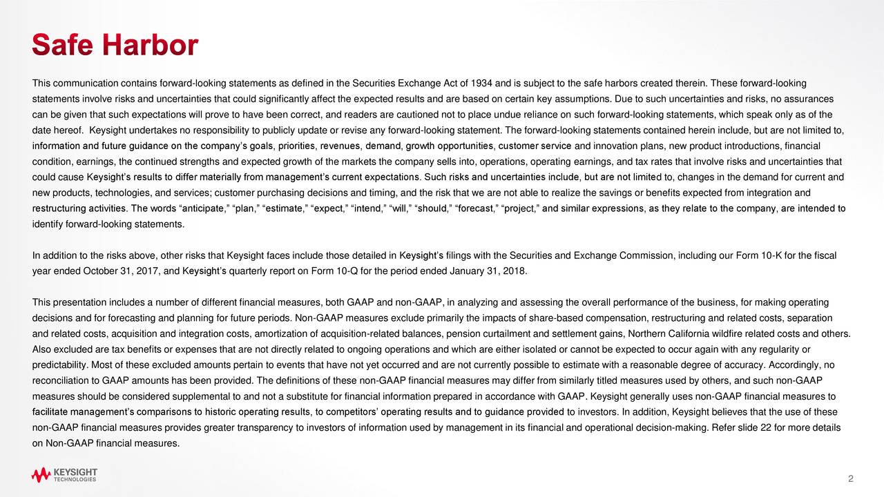 Keysight Technologies Inc. 2018 Q2 Results Earnings Call Slides (NYSEKEYS) Seeking Alpha