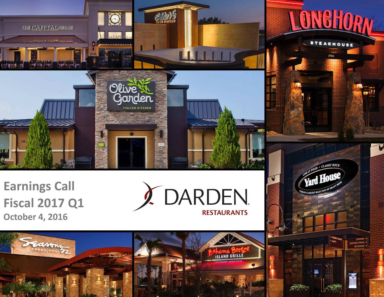 Darden Restaurants, Inc. 2017 Q1 Results Earnings Call Slides (NYSE