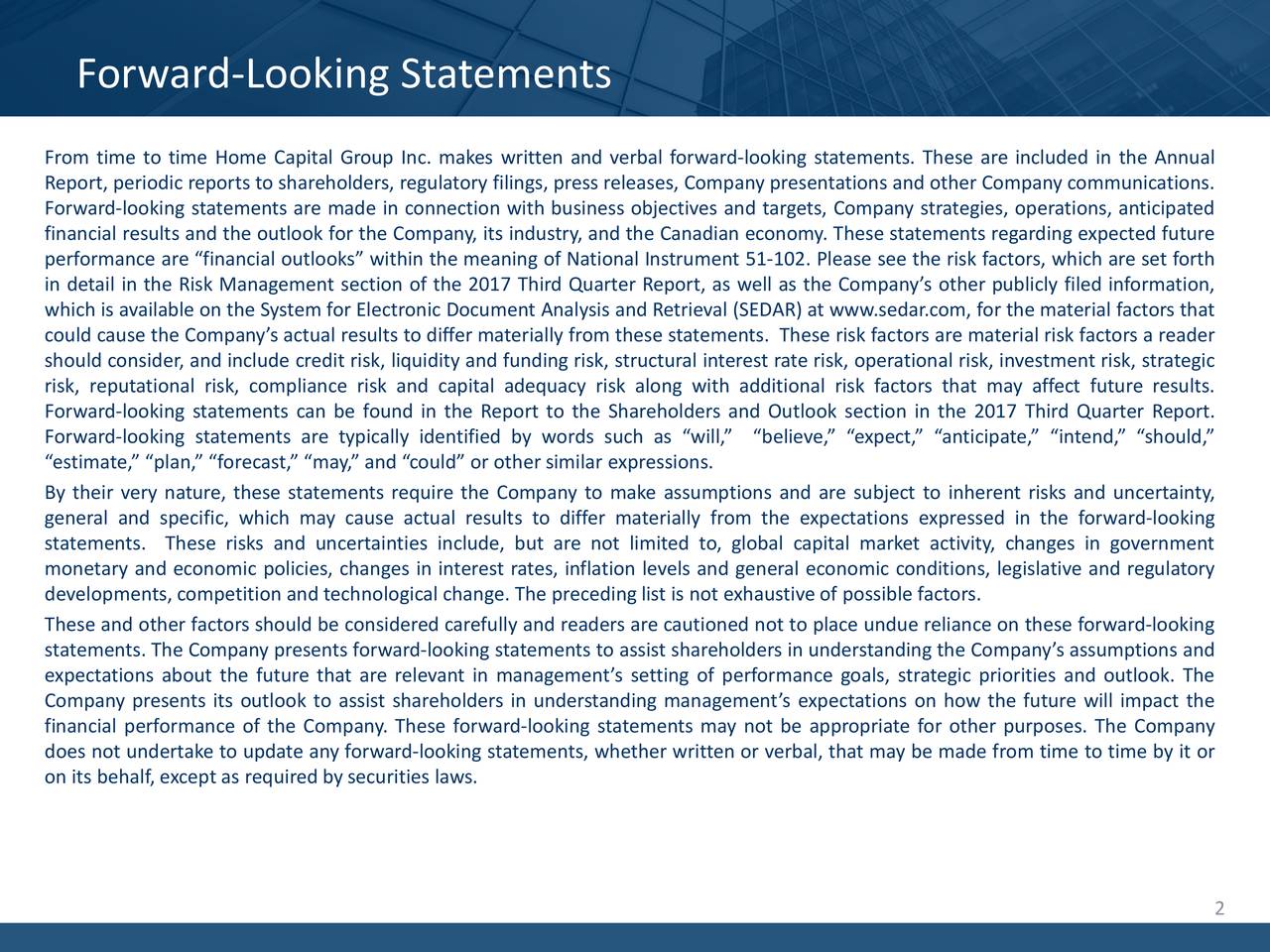 Home Capital Group Inc. 2017 Q3 Results Earnings Call Slides