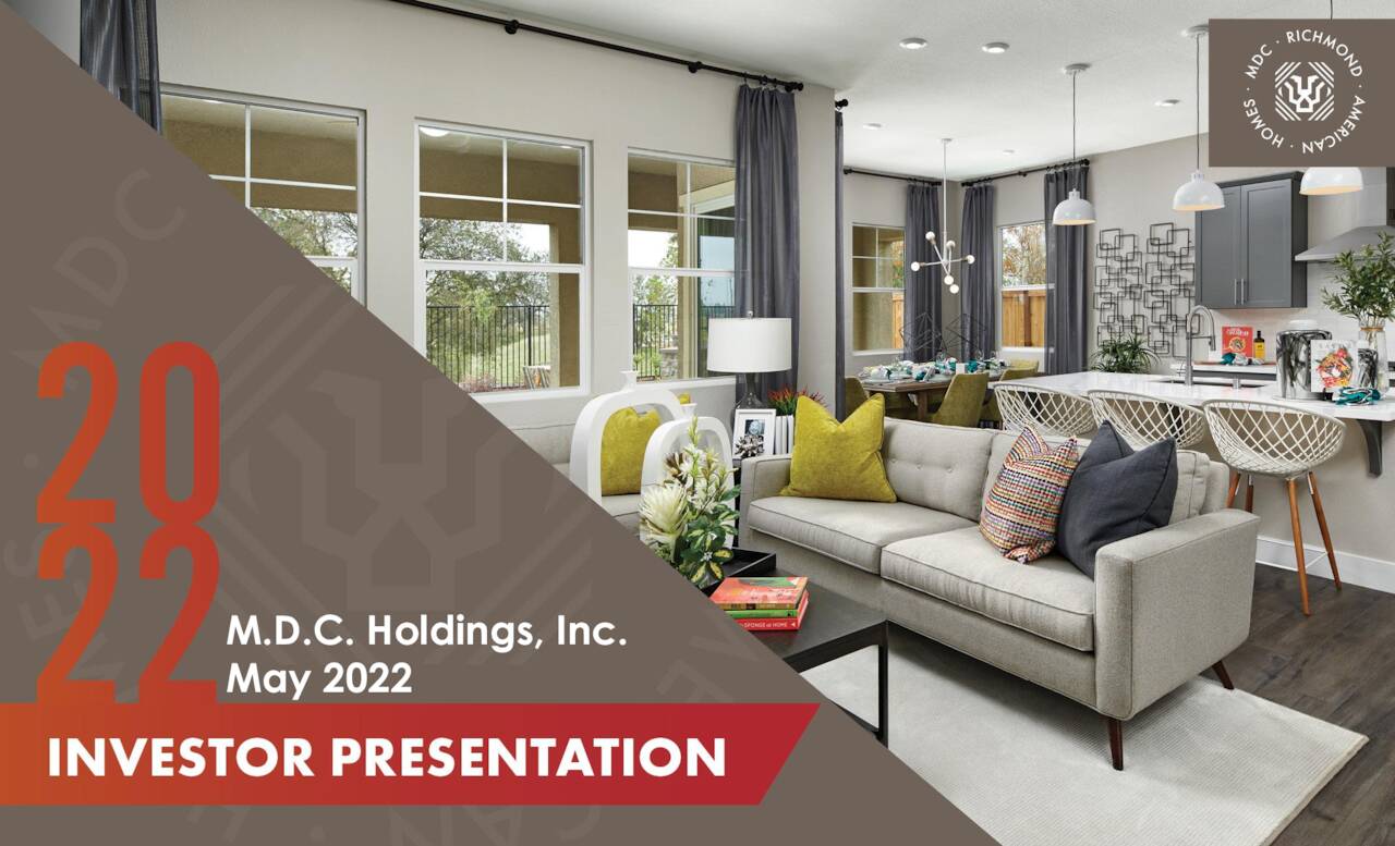 M.D.C. Holdings (MDC) Investor Presentation Slideshow (NYSEMDC