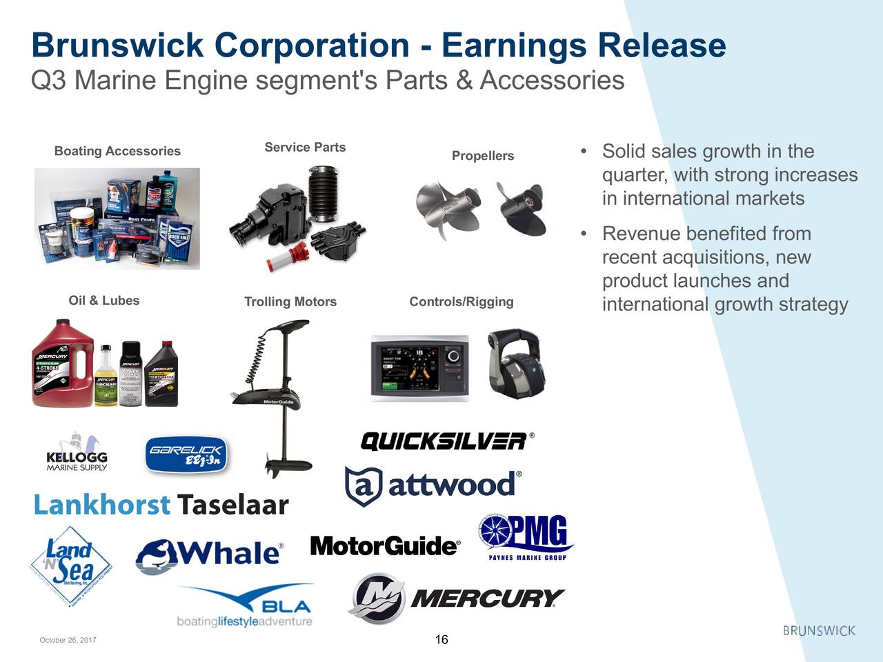 Brunswick Corporation 2017 Q3 Results Earnings Call Slides (NYSEBC